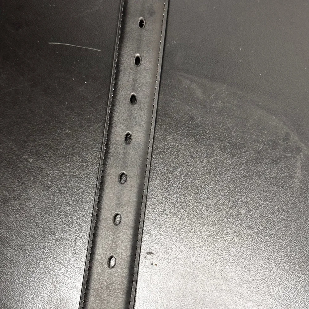 New CHAOREN Mens‎ Reversible Belt Black Brown Leather Silver Buckle Size 32